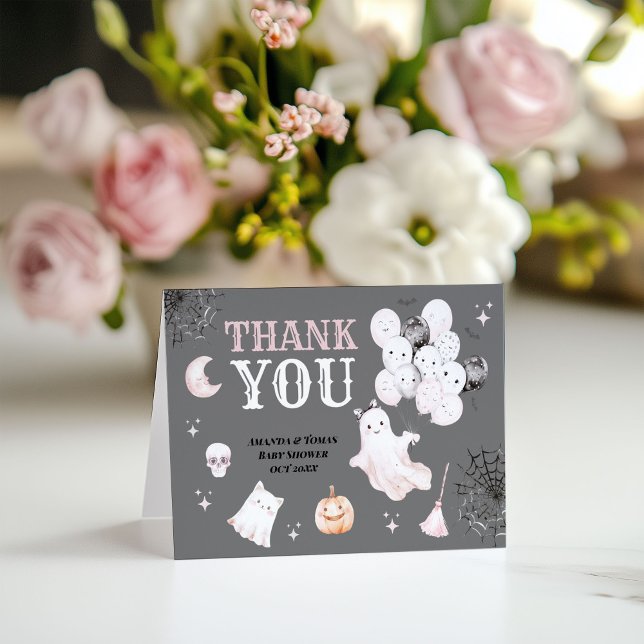 Little Boo Cute Ghost Halloween Flicka Shower Tack Kort (Skapare uppladdad)