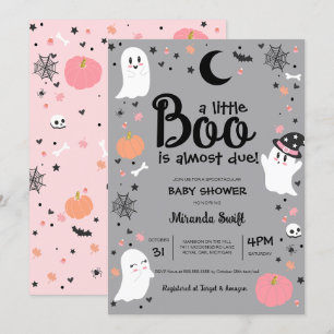 Little Boo Cute Ghost Halloween Girl Shower Inbjudningar
