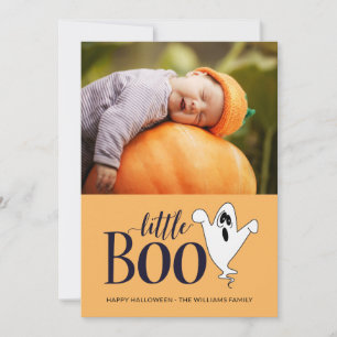 Little Boo Cute Halloween Baby Photo Julkort