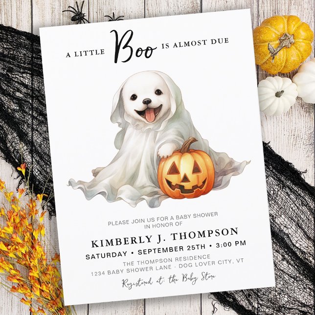 Little Boo Cute Halloween Baby Shower-inbjudan Vykort (Skapare uppladdad)
