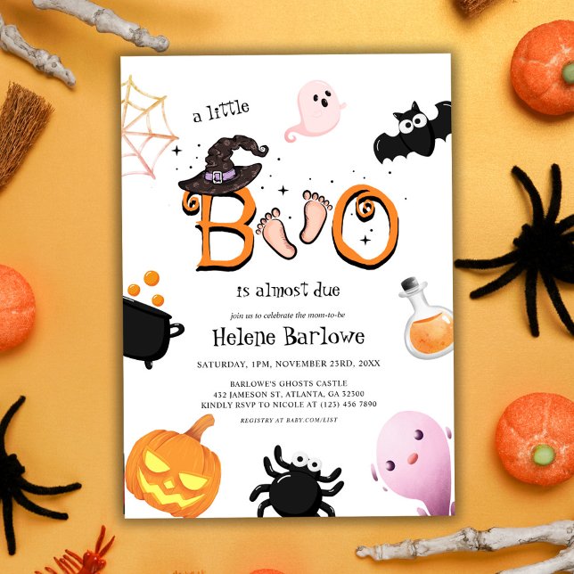 Little Boo Cute Halloween Baby Shower Inbjudningar (Little Boo Cute Halloween Baby Shower Invitation)
