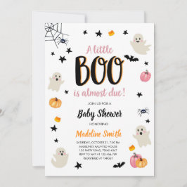 Little Boo Cute Halloween Rosa Ghost Baby Shower I Inbjudningar