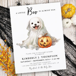 Little Boo Cute Halloween Simple Baby Shower Inbjudan Vykort