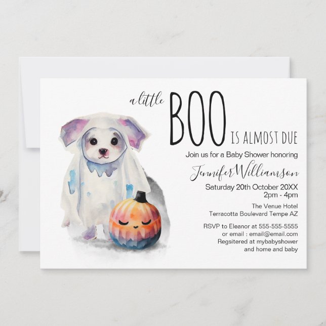 Little Boo Cute Halloween Simple Baby Shower Inbjudningar (Framsida)
