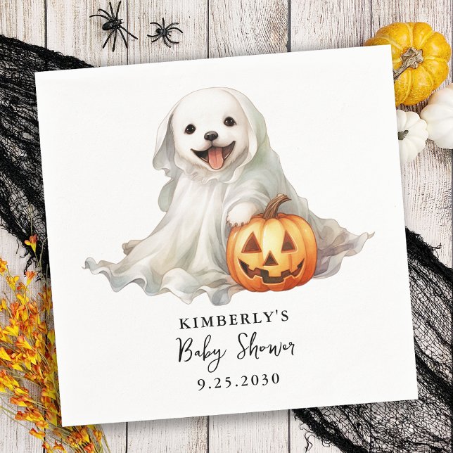Little Boo Cute Halloween Simple Baby Shower Pappersservett (Skapare uppladdad)