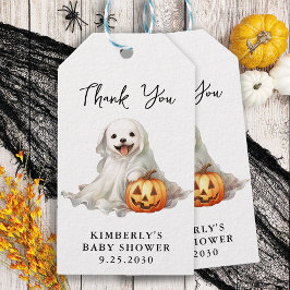 Little Boo Cute Halloween Simple Baby Shower Presentetikett
