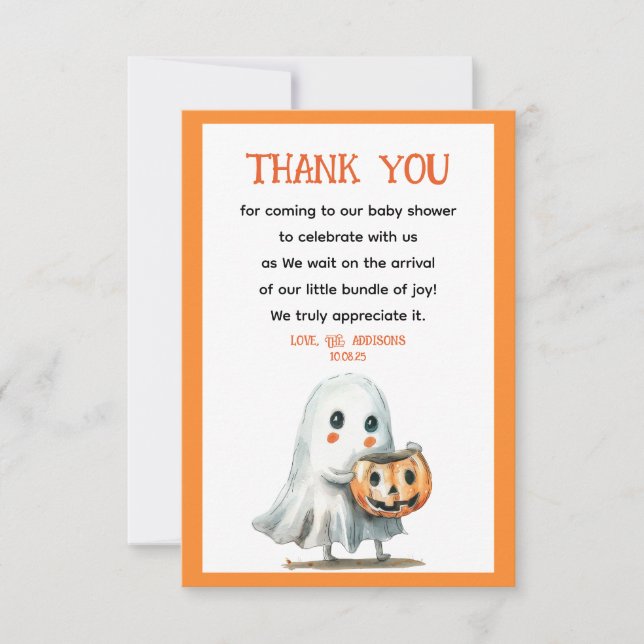 Little BOO Cute & Spooky Halloween Baby Shower Tack Kort (Framsida)
