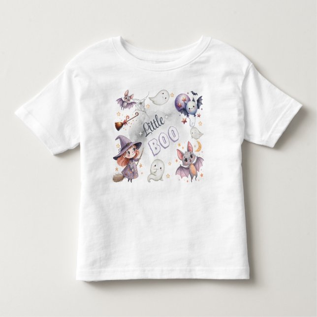 Little Boo Cute Spooky Halloween Birthday T-Shirt (Framsida)