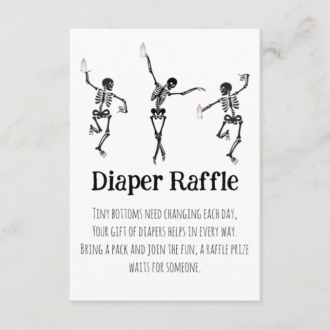 Little Boo Dancing Skeletons Diaper Raffle Insert Tilläggskort (Framsida)