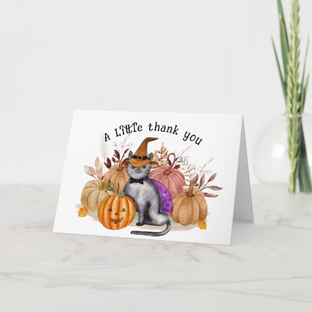 Little Boo Dikt Cat in Witch Hat Baby Shower Tack Kort (Framsida)