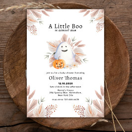 Little Boo Fall Boho Ghost Halloween Baby Shower Inbjudningar