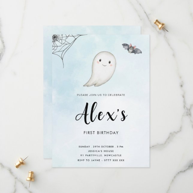 Little Boo Födelsedagsfest inbjudan (Fram/Back In Situ)