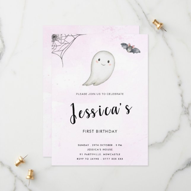 Little Boo Födelsedagsfest inbjudan (Fram/Back In Situ)