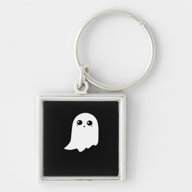 Little Boo Funny Meme Fyrkantig Silverfärgad Nyckelring (Framsidan)