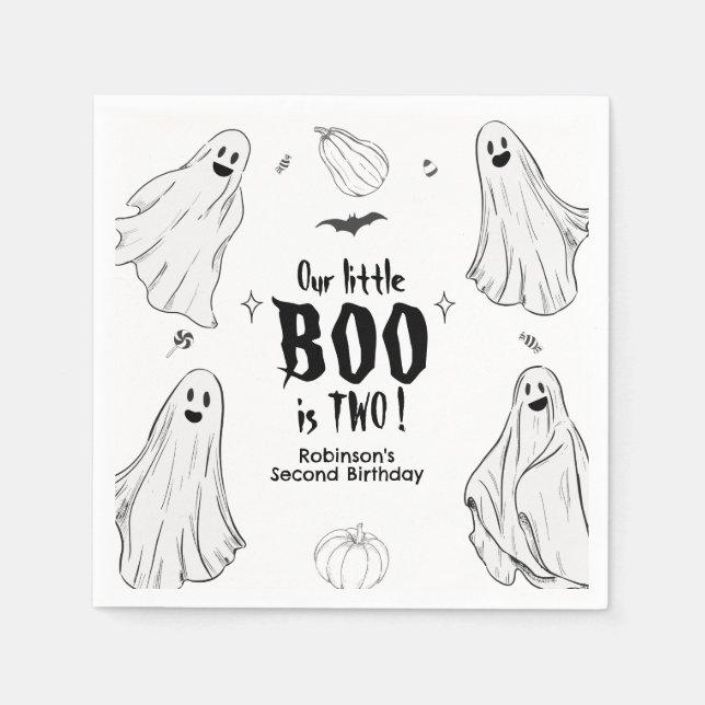 Little Boo Fyller Två Halloween 2-års Födelsedag  Pappersservett (Framsidan)