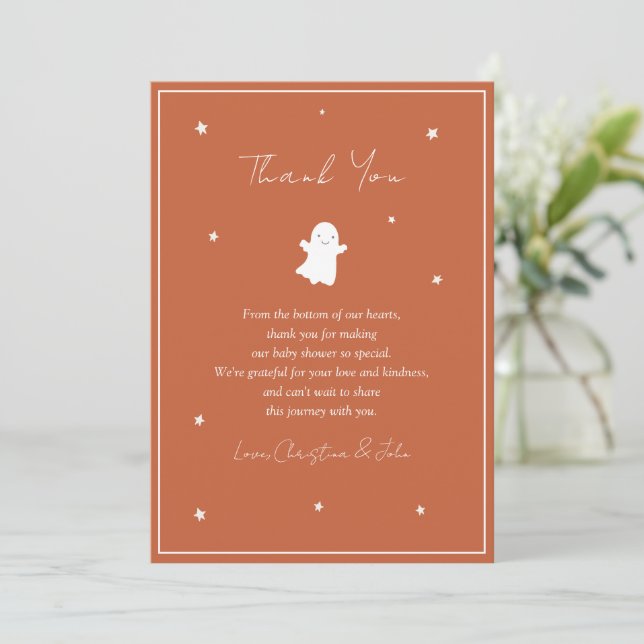 Little Boo Gender Neutral Baby Shower Tack Kort (Stående Fram)