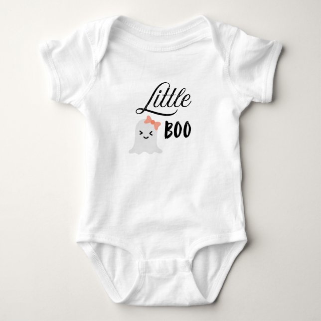 Little Boo Ghost Baby Bodydress med Peach Bow T Shirt (Framsida)