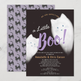 Little Boo Ghost Cat Halloween Baby Shower by Mail Inbjudningar