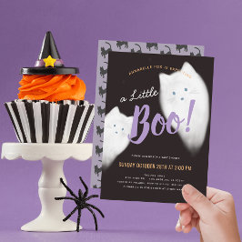 Little Boo Ghost Cat Halloween Baby Shower Inbjudningar
