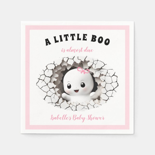 Little Boo Ghost Girl Baby Shower Rosa Napkins Pappersservett (Framsidan)