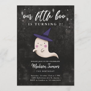 Little Boo Ghost Girl Halloween Födelsedagsfest Inbjudningar