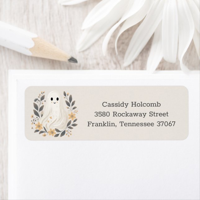 Little Boo Ghost Halloween Baby Shower-adress Returadress Etikett (Insitu)