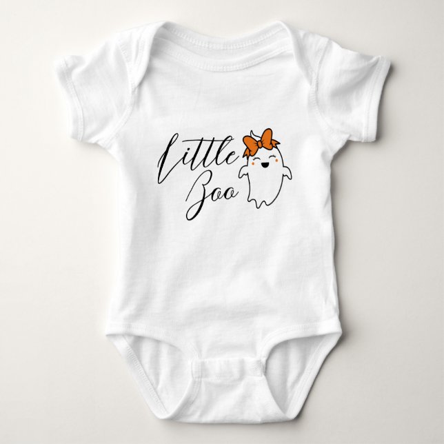 Little Boo Ghost Halloween Baby T Shirt (Framsida)