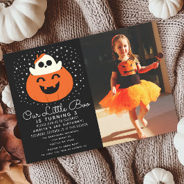 Little Boo Ghost Halloween Barns födelsedag Photo Inbjudningar