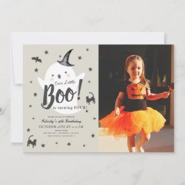 Little Boo Ghost Halloween Birthday Photo Inbjudningar