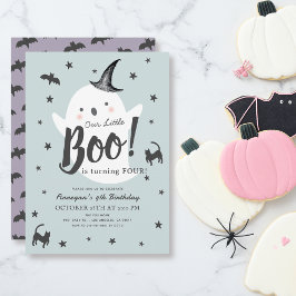 Little Boo Ghost Halloween Blue Boy Birthday Inbjudningar