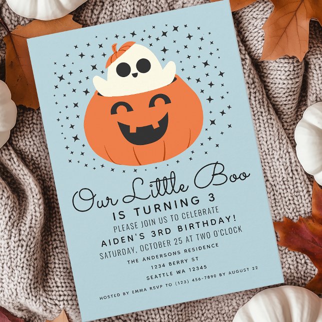 Little Boo Ghost Halloween Boys Cute Birthday Inbjudningar (Skapare uppladdad)