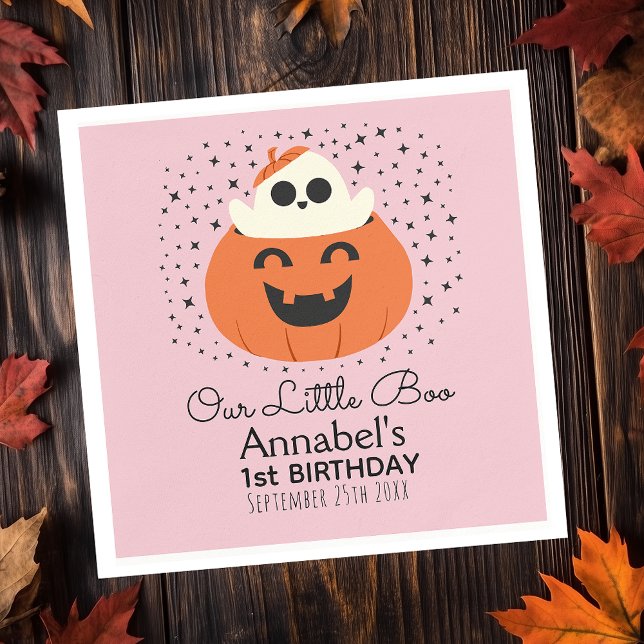 Little Boo Ghost Halloween Girls Birthday Pappersservett (Skapare uppladdad)