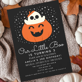 Little Boo Ghost Halloween Kids Cute Birthday Inbjudningar