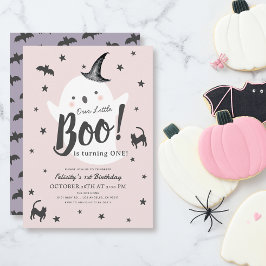 Little Boo Ghost Halloween Rosa Girl 1 Birthday Inbjudningar