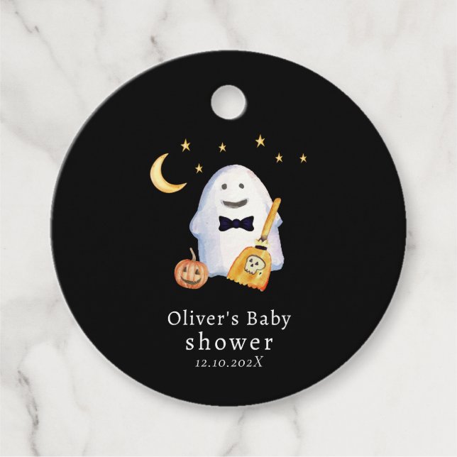 Little Boo Ghost Hollaween Baby Shower Gåvor Etiketter (Framsida)