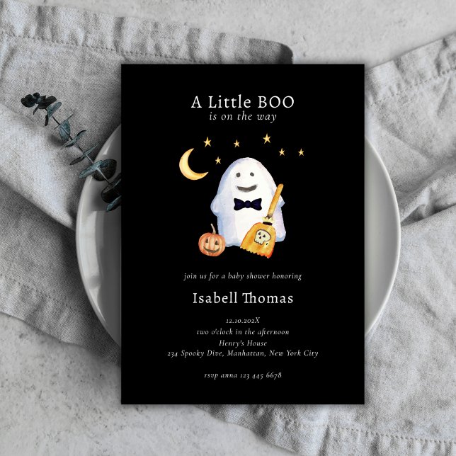 Little Boo Ghost Hollaween Baby Shower Inbjudningar (Little Boo Ghost Hollaween Baby Shower Invitation)