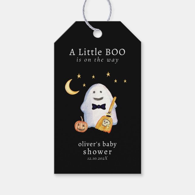 Little Boo Ghost Hollaween Baby Shower Presentetikett (Framsidan)