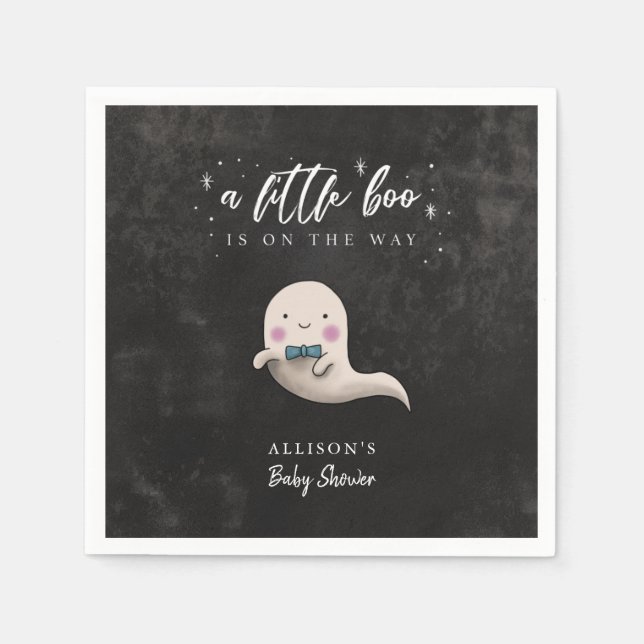 Little Boo Ghost med Bow Tie Baby Shower Pappersservett (Framsidan)