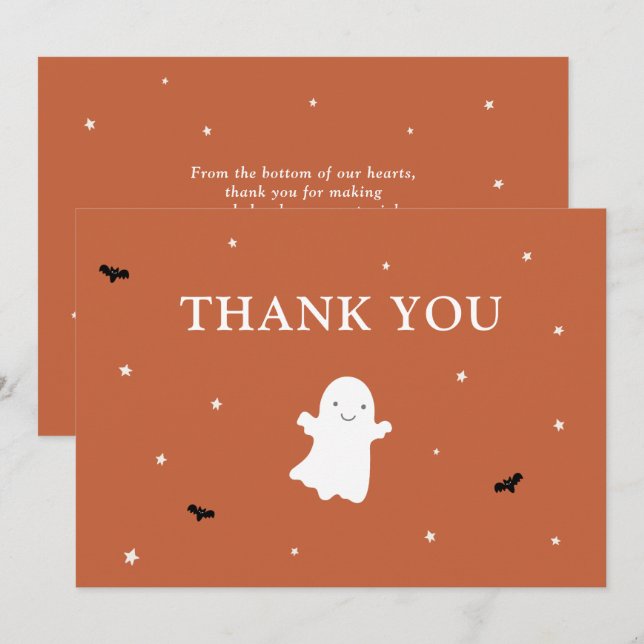 Little Boo Ghost Orange Baby Shower Tack (Fram/baksida)