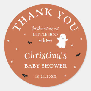 Little Boo Ghost Orange Baby Shower Tack Runt Klistermärke