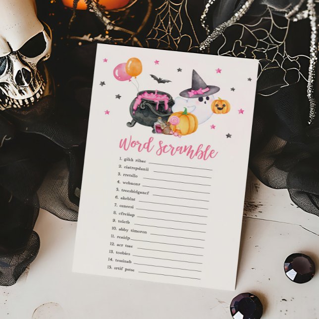 Little Boo Ghost Ord Scramble Game (Ghost Halloween Baby Shower Word Scramble Game)