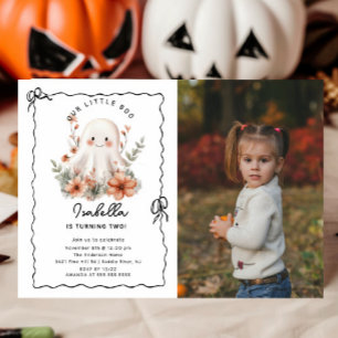 Little Boo Ghost Photo Birthday Inbjudningar
