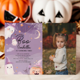 Little Boo Ghost Photo Birthday Inbjudningar