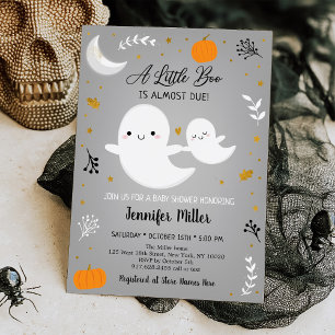 Little Boo Ghost Pumpkin Guld Baby Shower Inbjudningar