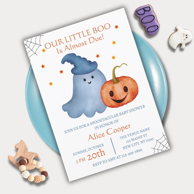 Little Boo Ghost Pumpkin Halloween Baby Shower Inbjudningar (Skapare uppladdad)