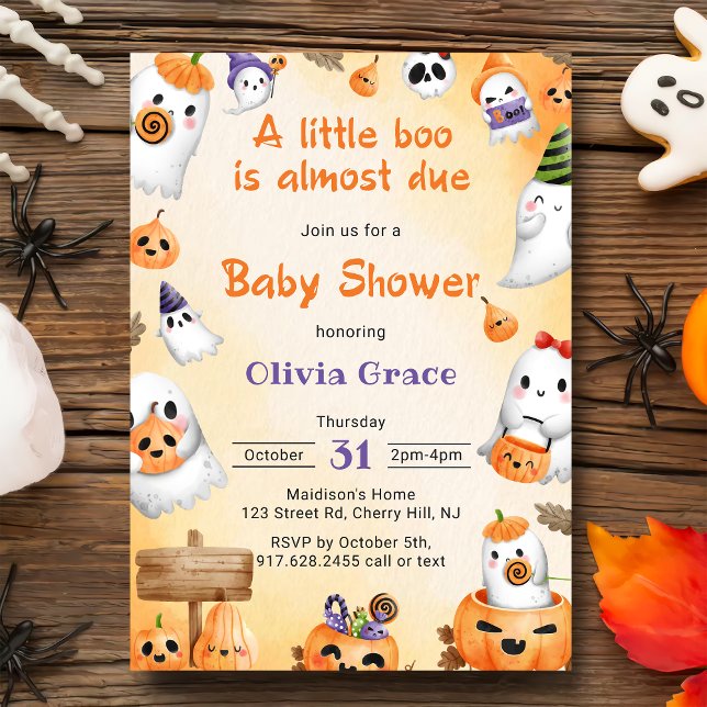 Little Boo Ghost Pumpkin Halloween Baby Shower Inbjudningar (Skapare uppladdad)