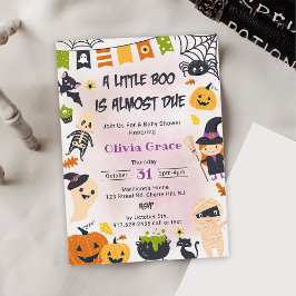 Little Boo Ghost Pumpkin Halloween Baby Shower Inbjudningar