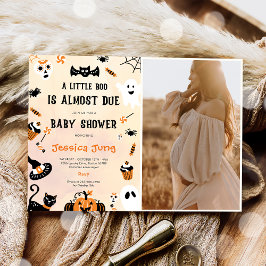 Little Boo Ghost Pumpkin Halloween Baby Shower Inbjudningar