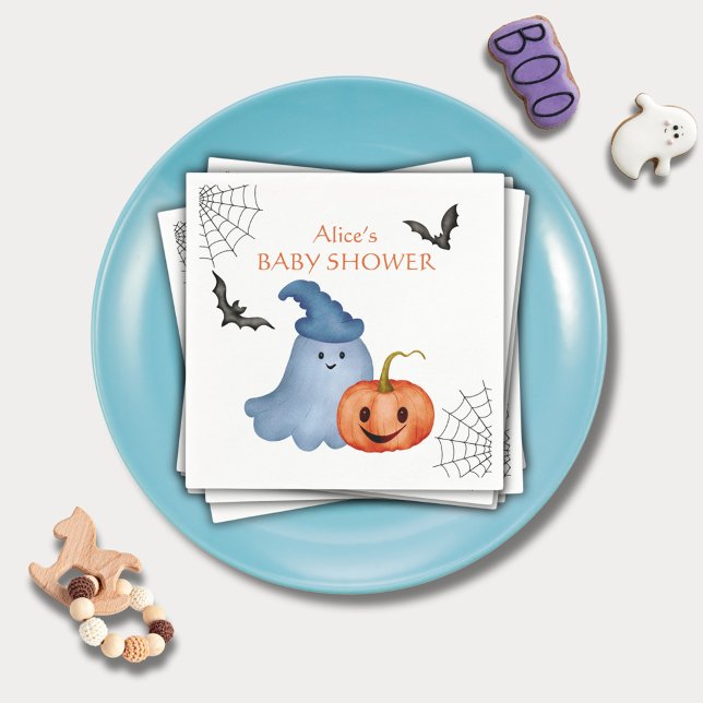 Little Boo Ghost Pumpkin Halloween Baby Shower Pappersservett (Skapare uppladdad)