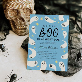 Little Boo Ghost Stars Boy Baby Shower Inbjudningar